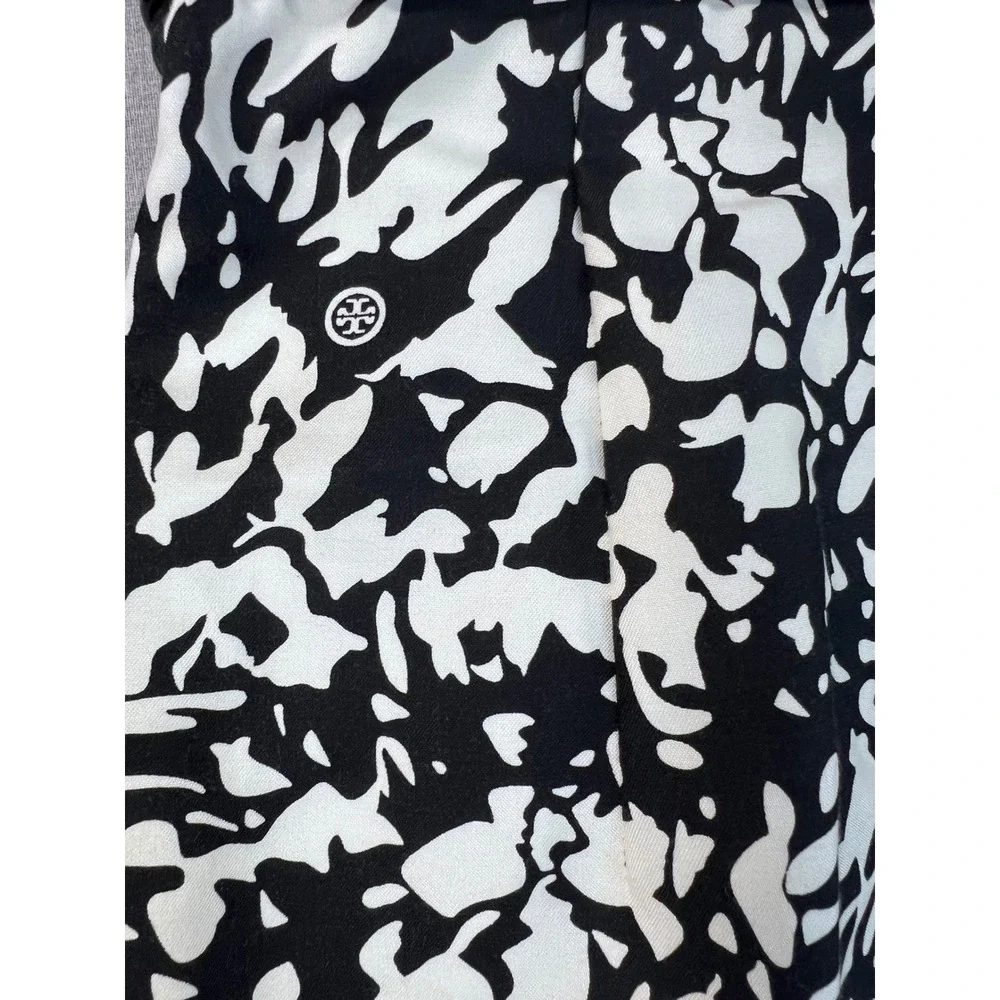 Tory Burch Womens Black White Abstract Cotton Silk sleeveless Dress Size 4